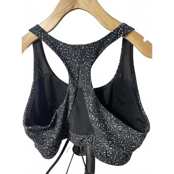Dip Sports Bra Women's XL Black White Speckled Mesh Racer - Picture 2 of 5
